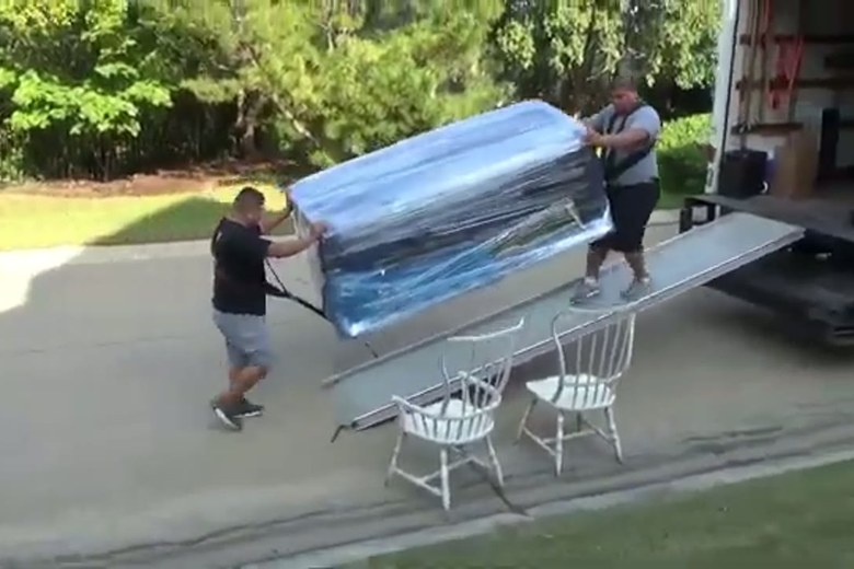 Easing a wrapped piece down the ramp